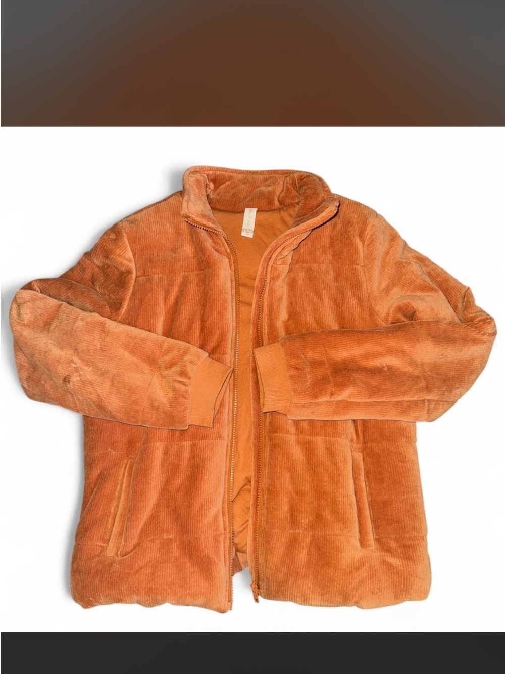 Altar'd State Orange Corduroy Puffer Jacket